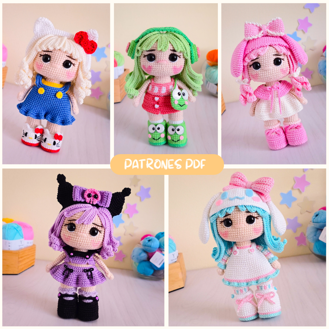 KITTY Y SUS AMIGAS ♡ PATRON PDF (PACK X5)