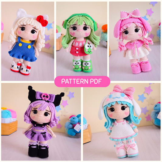 KITTY AND HER FRIENDS ♡ PDF PATTERN (5-PACK)
