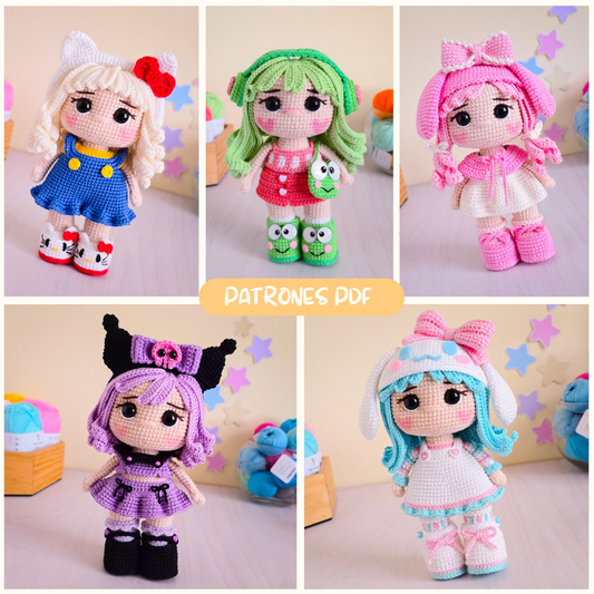 KITTY Y SUS AMIGAS ♡ PATRON PDF (PACK X5)
